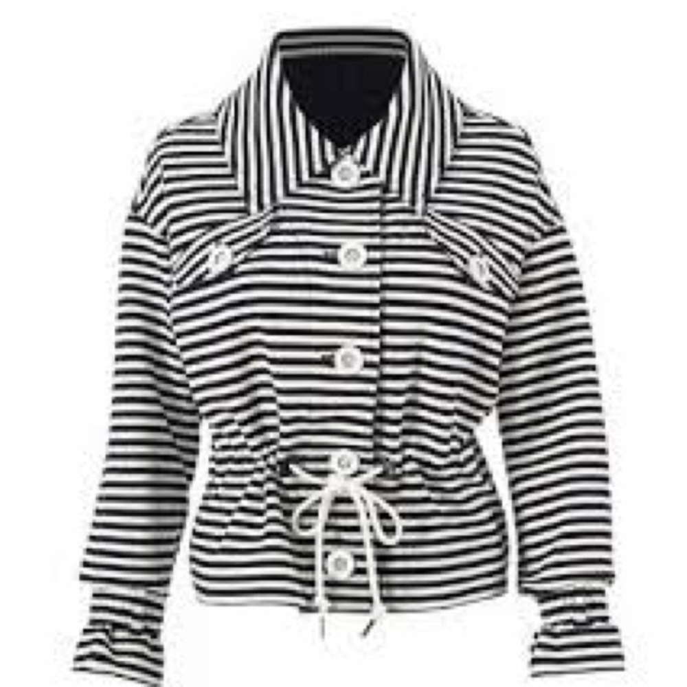 Cabi Harbor Striped Navy and White Jacket Size XS